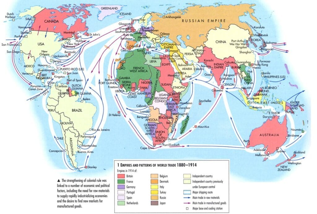 Map of British colonial trade routes