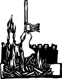 burning a witch at the stake - illustration  